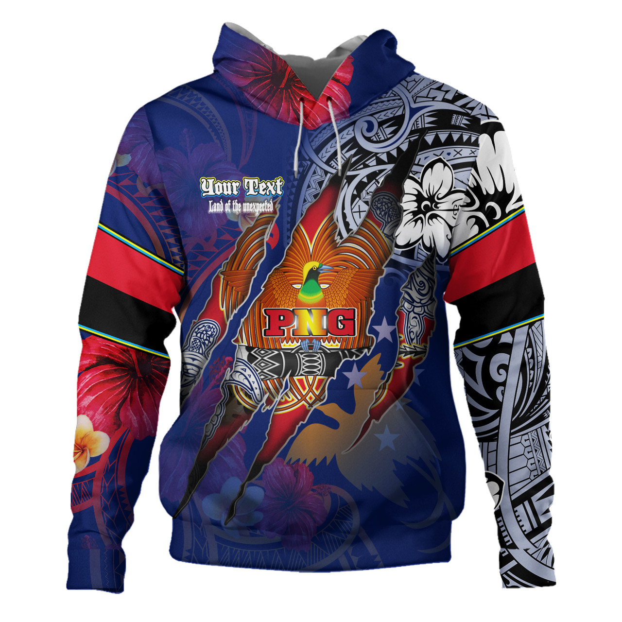 Papua New Guinea Hoodie Custom Papuan Blood Inside Me Polynesian Sleeve Tattoo Tropical Blue