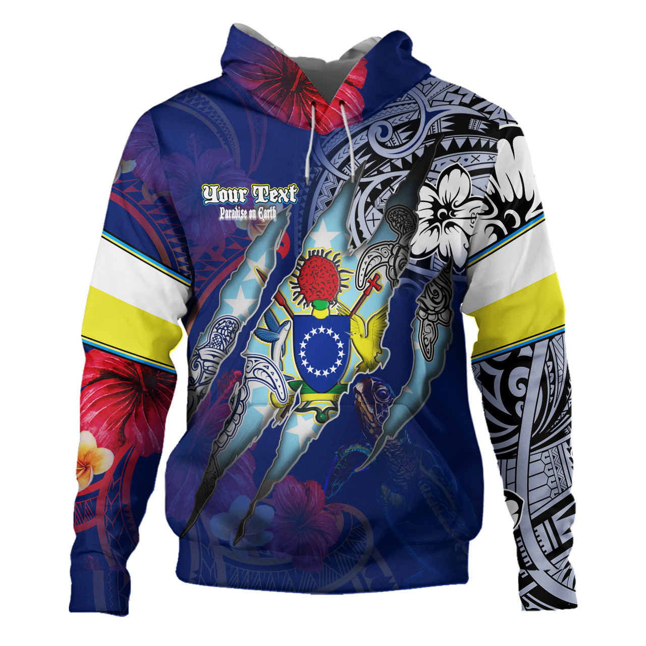 Cook Islands Hoodie Custom Cook Islander Blood Inside Me Polynesian Sleeve Tattoo Tropical Blue