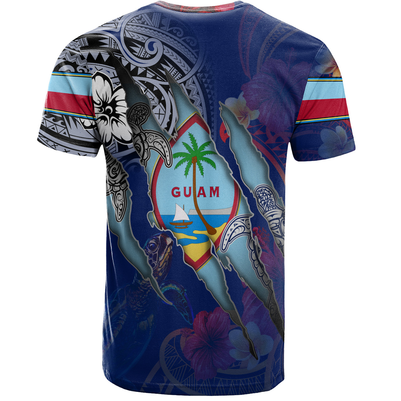 Guam T-Shirt Custom Chamorro Blood Inside Me Polynesian Sleeve Tattoo Tropical Blue