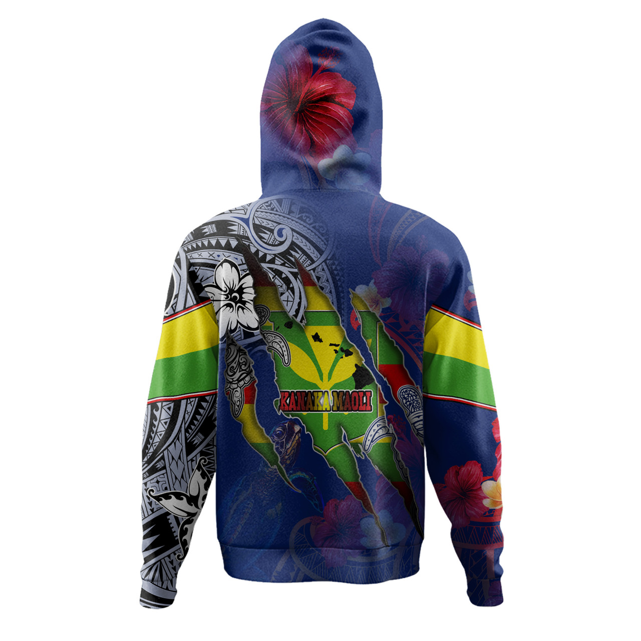 Hawaii Hoodie Custom Kanaka Maoli Blood Inside Me Polynesian Sleeve Tattoo Tropical Blue