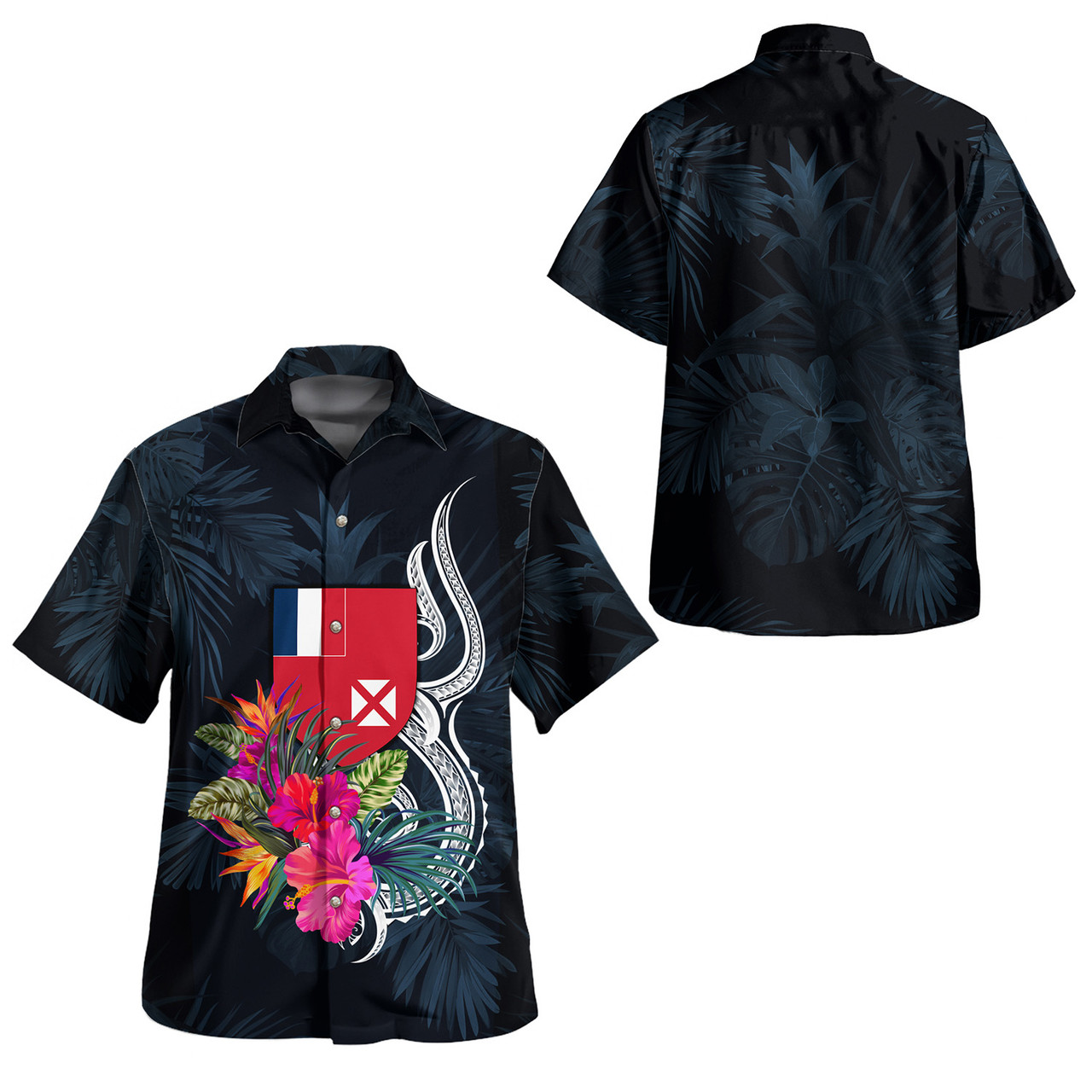 Wallis And Futuna Combo Off Shoulder Long Dress And Shirt Tropical Flower