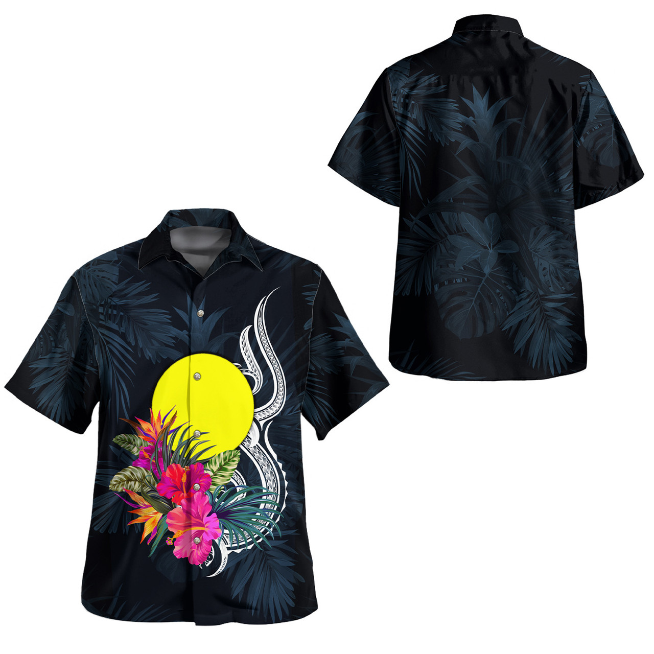 Palau Combo Off Shoulder Long Dress And Shirt Tropical Flower