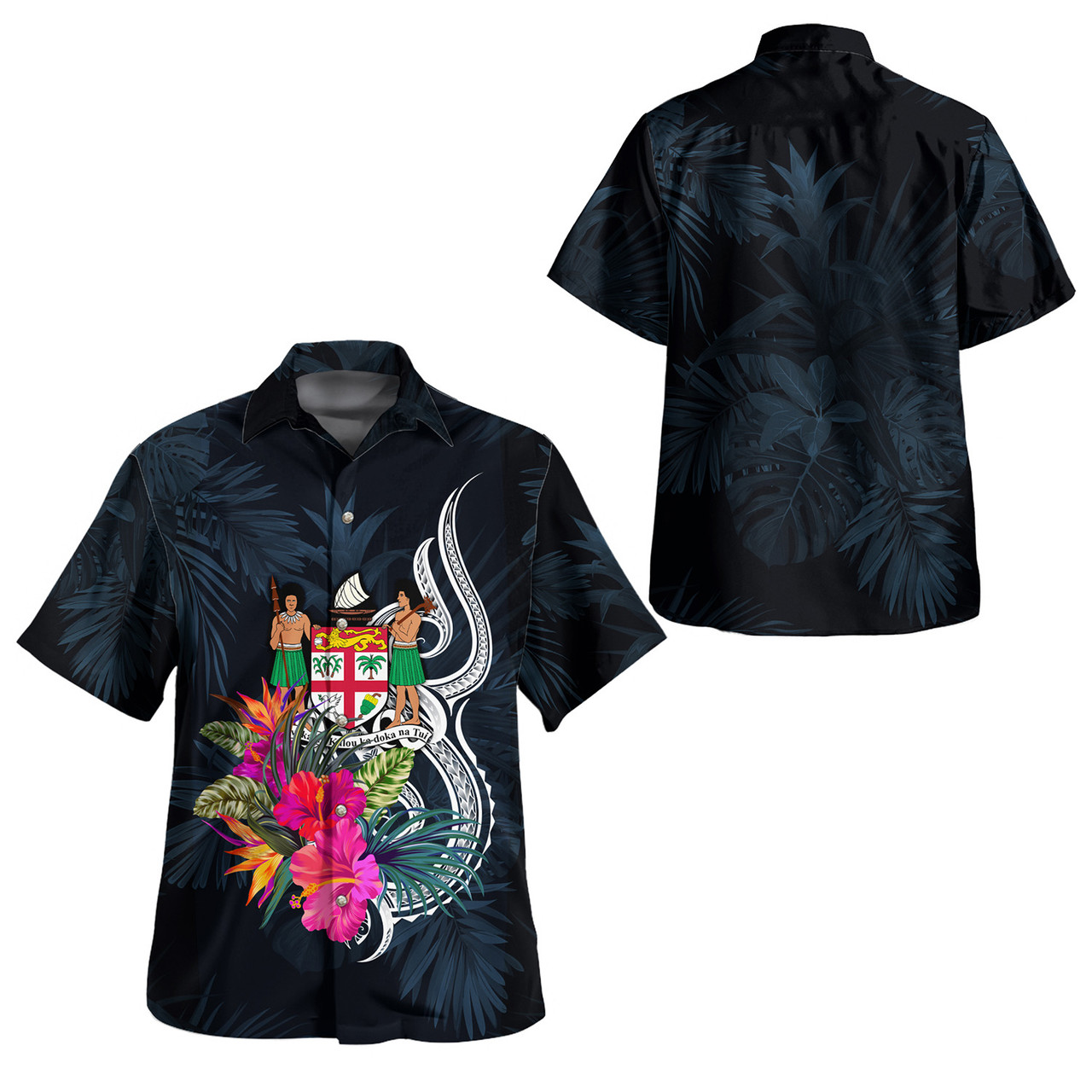 Fiji Combo Off Shoulder Long Dress And Shirt Tropical Flower