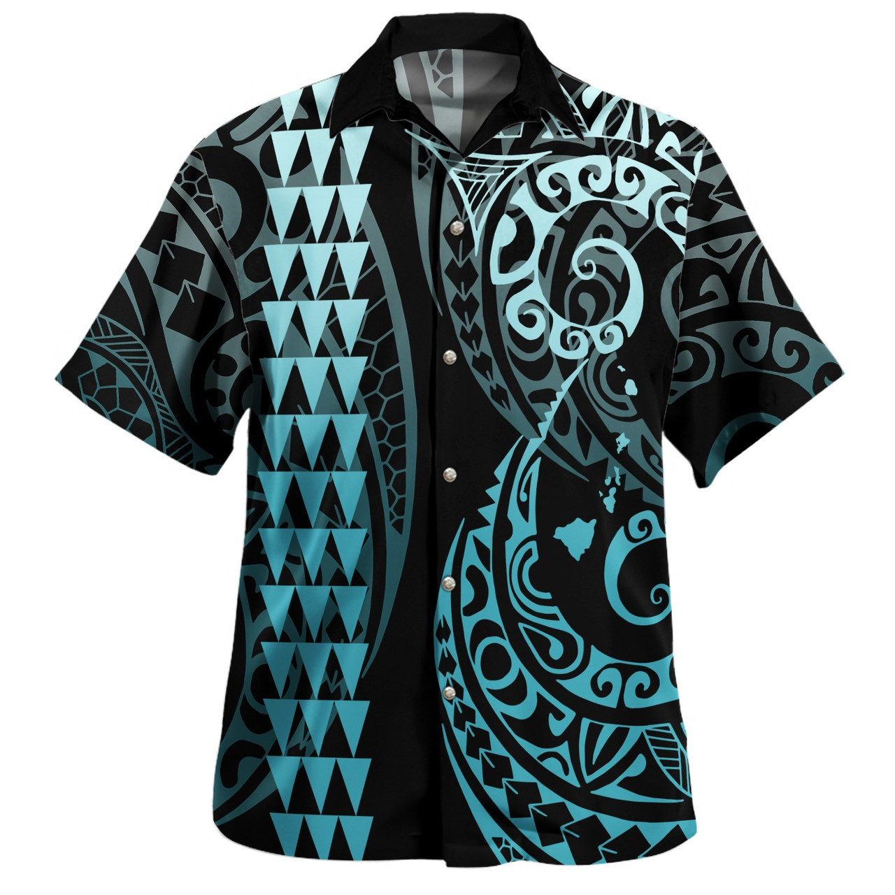 Hawaii Combo Short Sleeve Dress And Shirt Kakau Style Turquoise