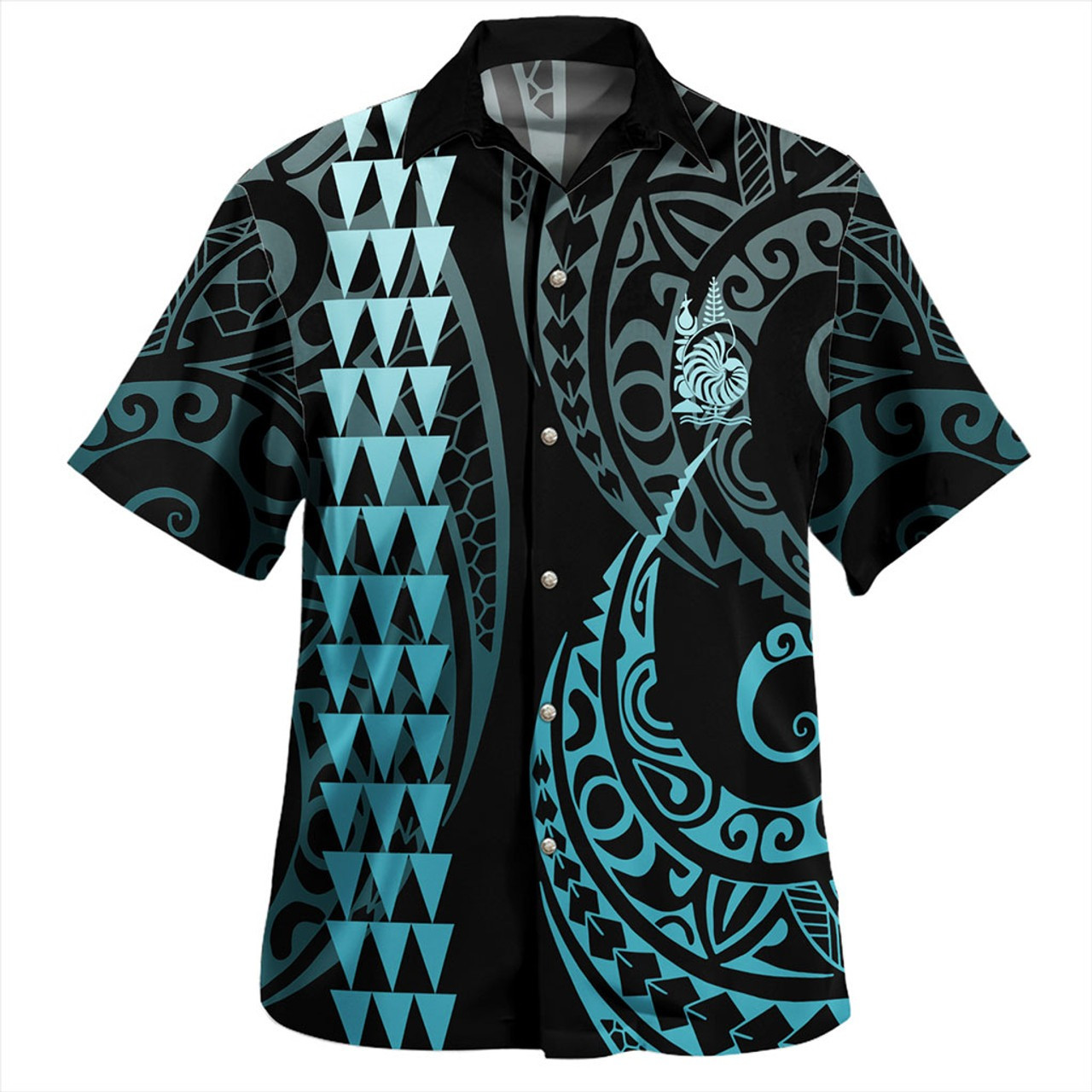 New Caledonia Combo Short Sleeve Dress And Shirt Kakau Style Turquoise