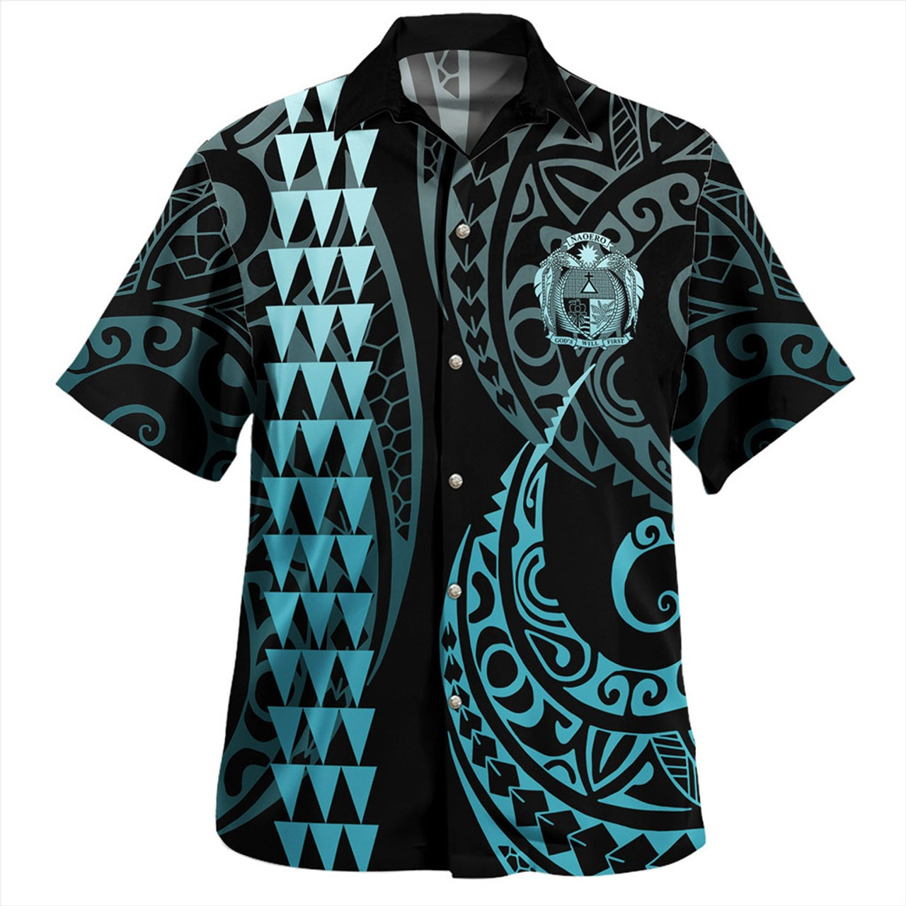 Nauru Combo Short Sleeve Dress And Shirt Kanaka Style Turquoise