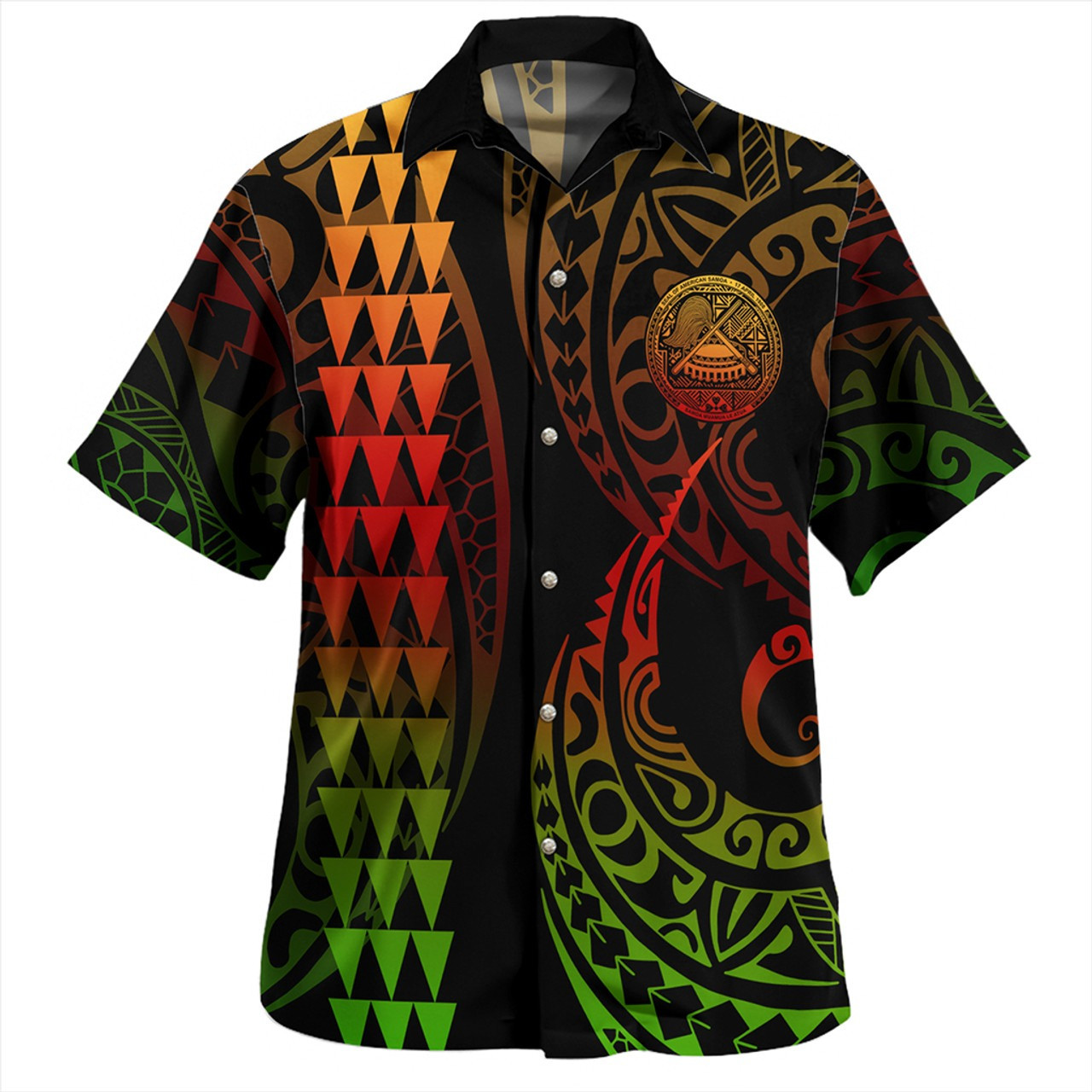 American Samoa Combo Short Sleeve Dress And Shirt Kakau Style Reggae