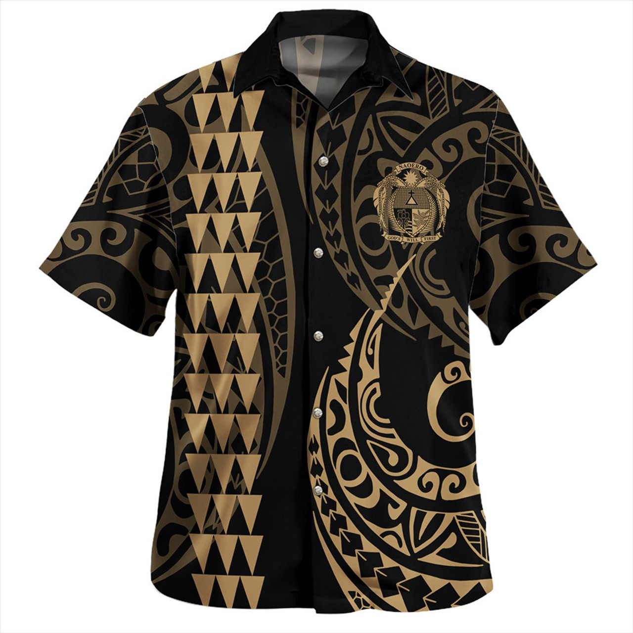 Nauru Combo Short Sleeve Dress And Shirt Kakau Style Gold