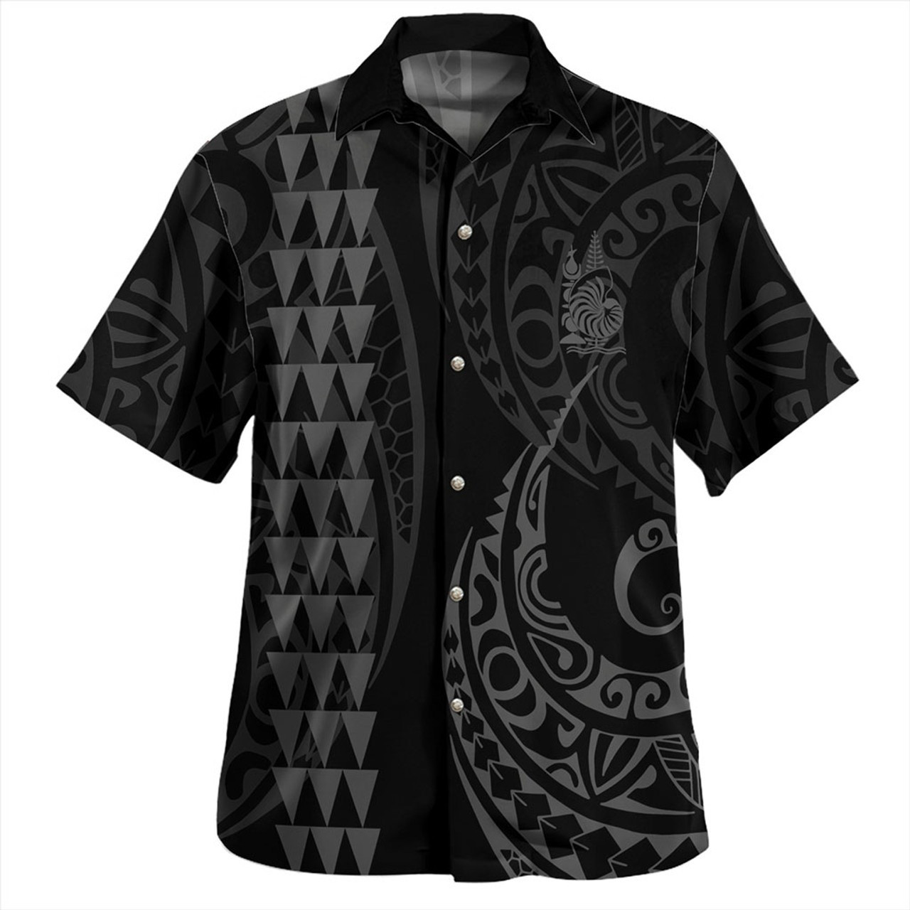 New Caledonia Combo Short Sleeve Dress And Shirt Kakau Style Grey