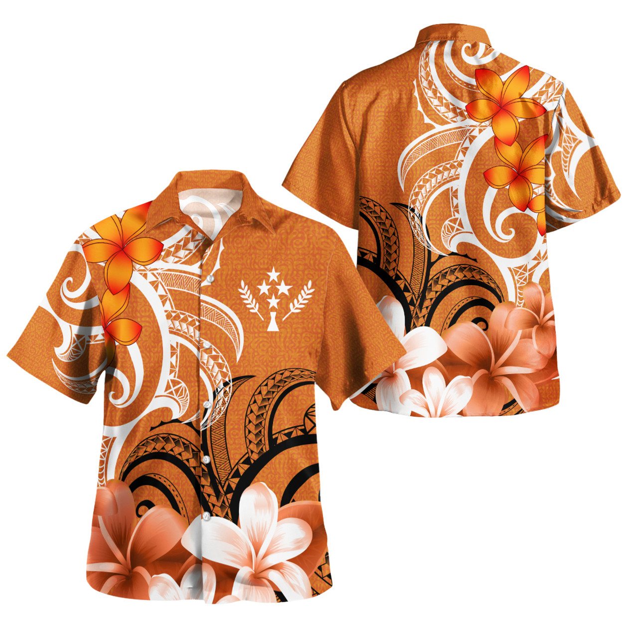 Kosrae Custom Personalised Hawaiian Shirt Polynesian Floral Spirit Orange