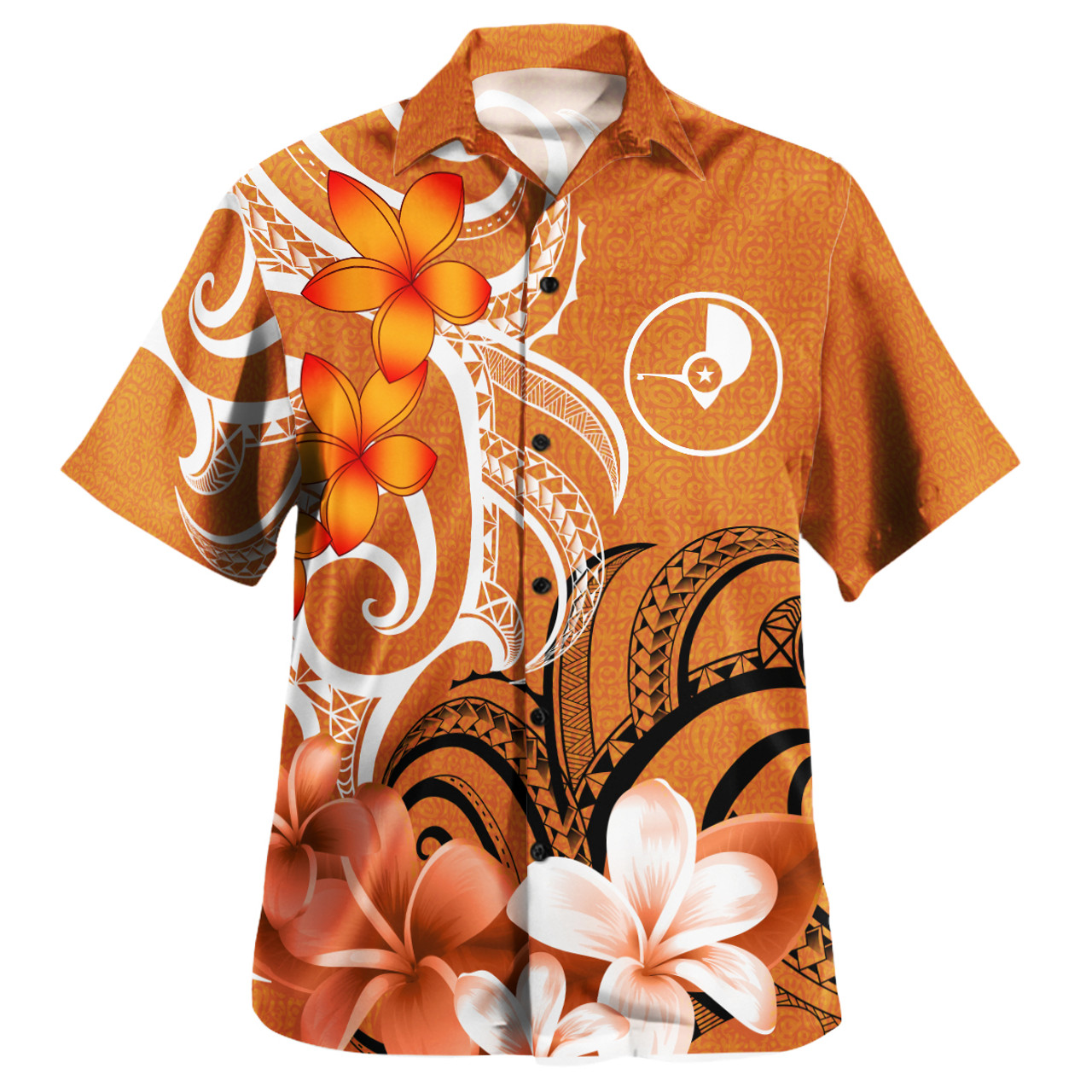 Yap Custom Personalised Hawaiian Shirt Polynesian Floral Spirit Orange