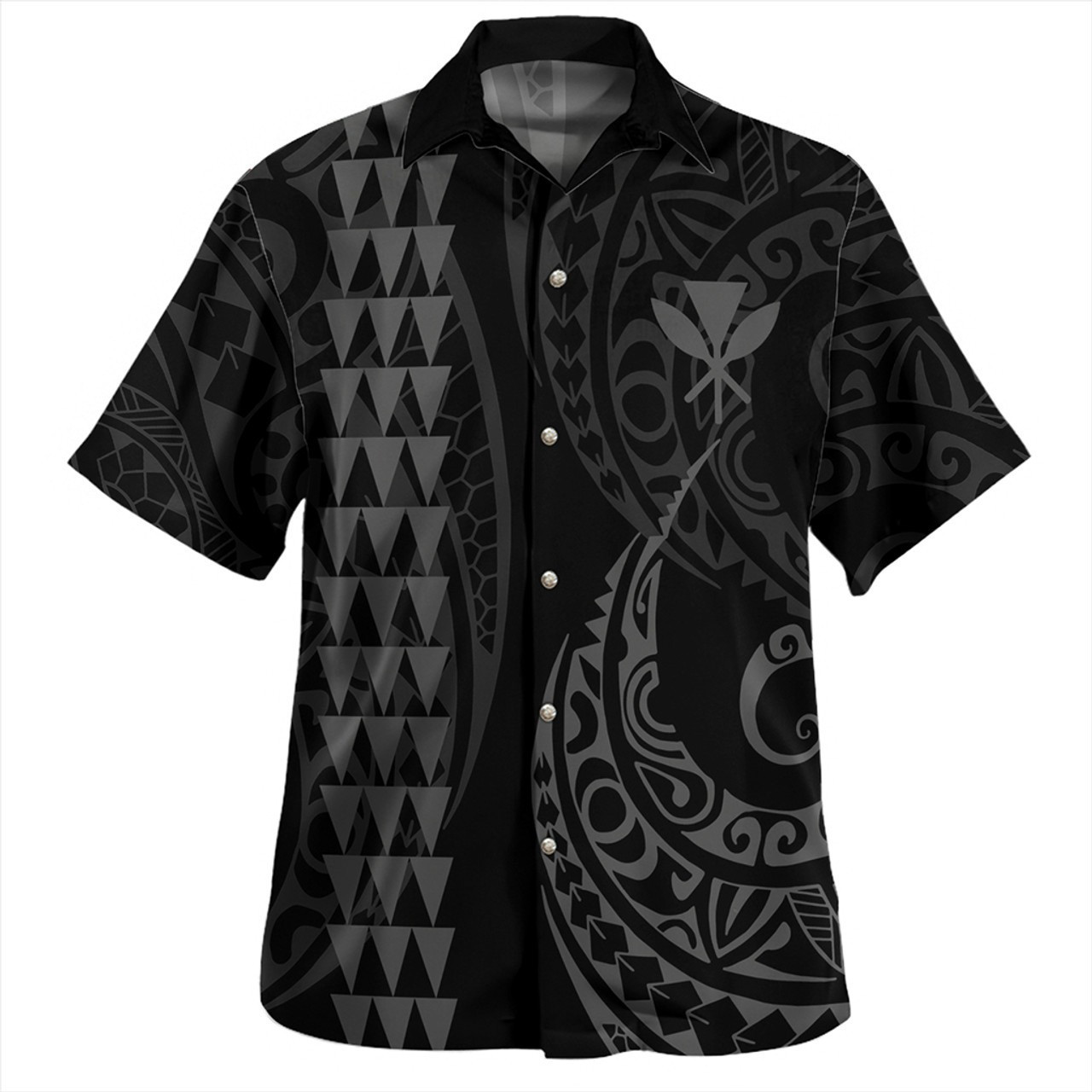 Hawaii Combo Short Sleeve Dress And Shirt Kanaka Kakau Style Grey