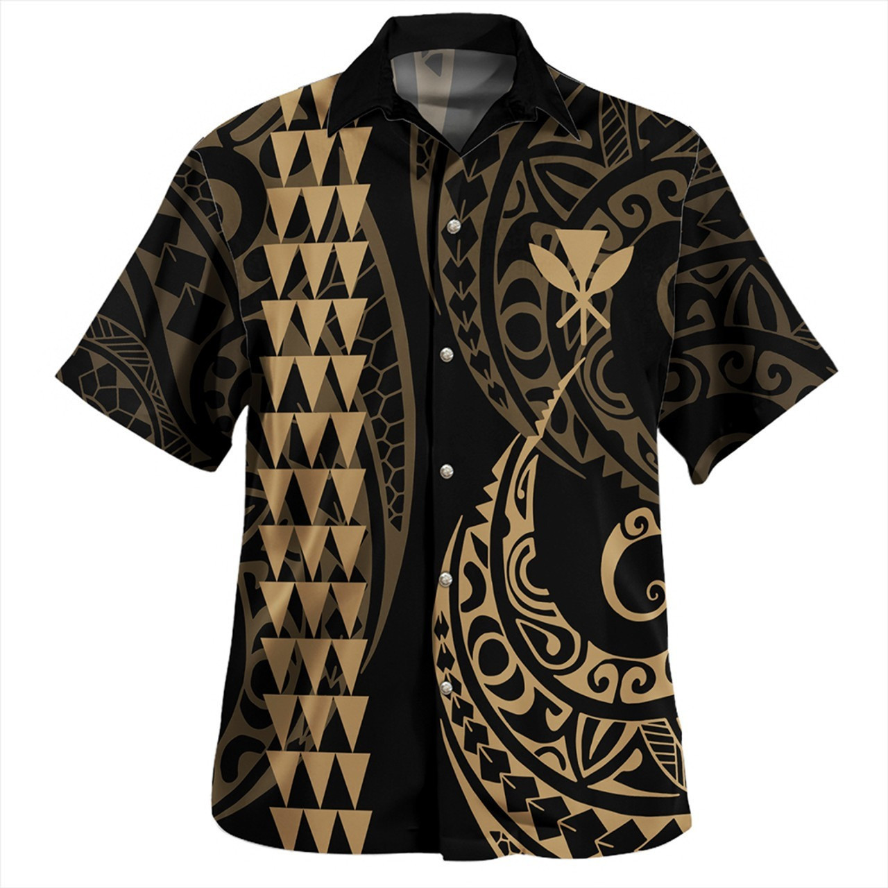 Hawaii Combo Short Sleeve Dress And Shirt Kanaka Kakau Style Gold