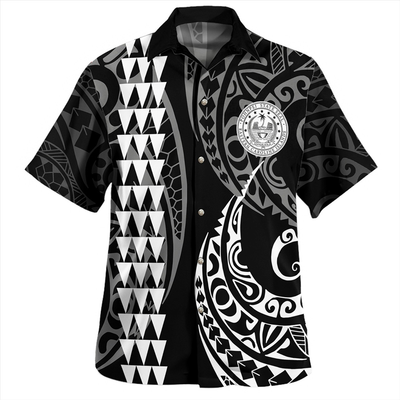 Pohnpei State Combo Short Sleeve Dress And Shirt Kakau Style White