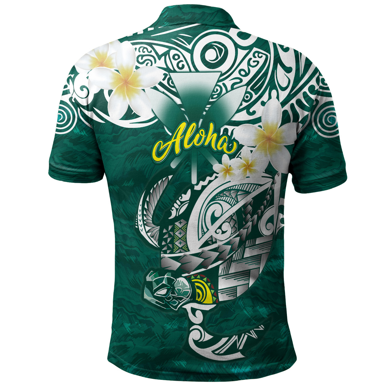 Hawaii Polo Shirt Polynesian Honu With Plumeria Tropical Ocean Wave