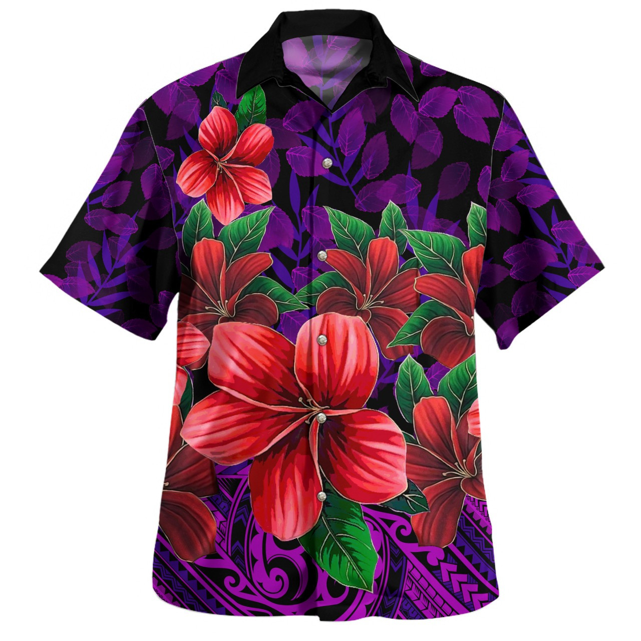 Hawaii Combo Short Sleeve Dress And Shirt Plumeria Tropical Leaf