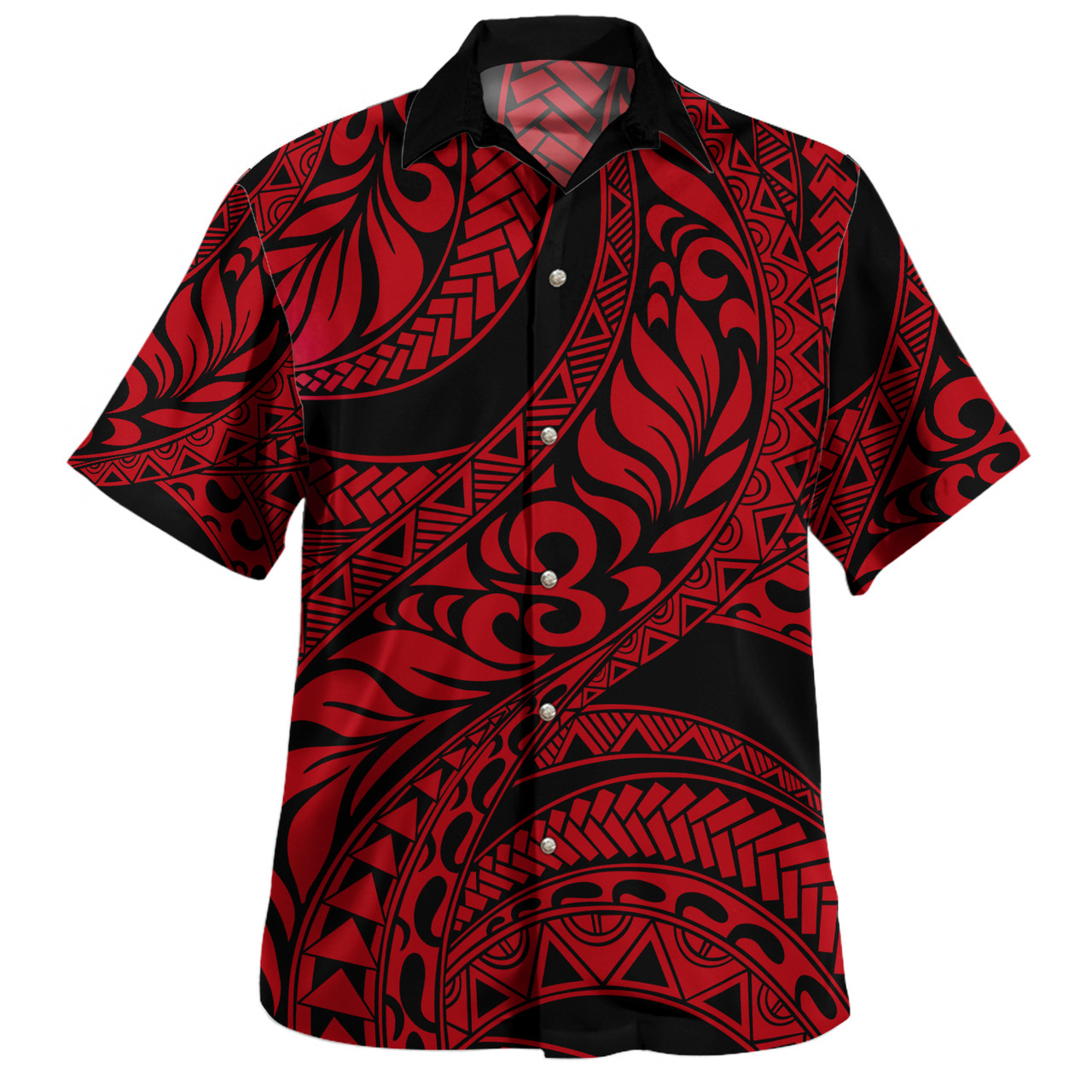 Hawaii Combo Short Sleeve Dress And Shirt Tribal Pattern Polynesian Red