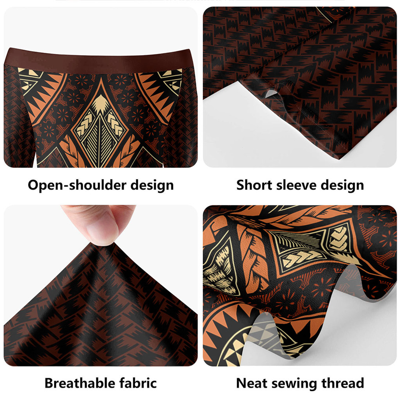 Samoa Combo Short Sleeve Dress And Shirt Siapo Design Flower