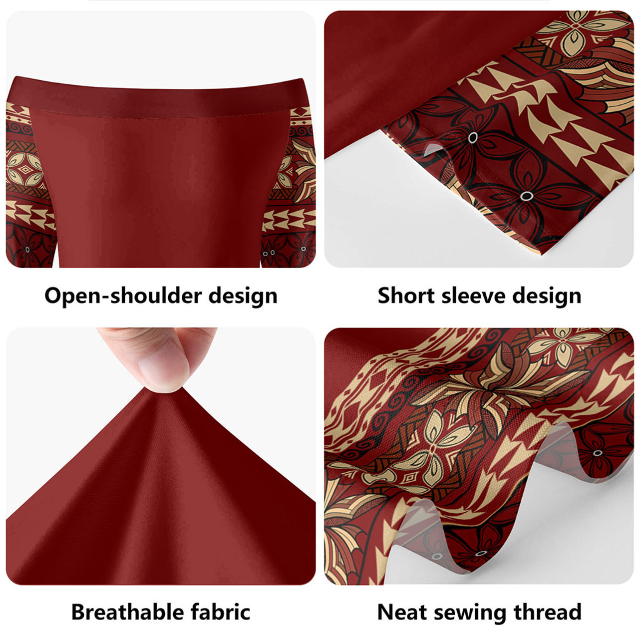 Samoa Combo Short Sleeve Dress And Shirt Siapo Pattern Design