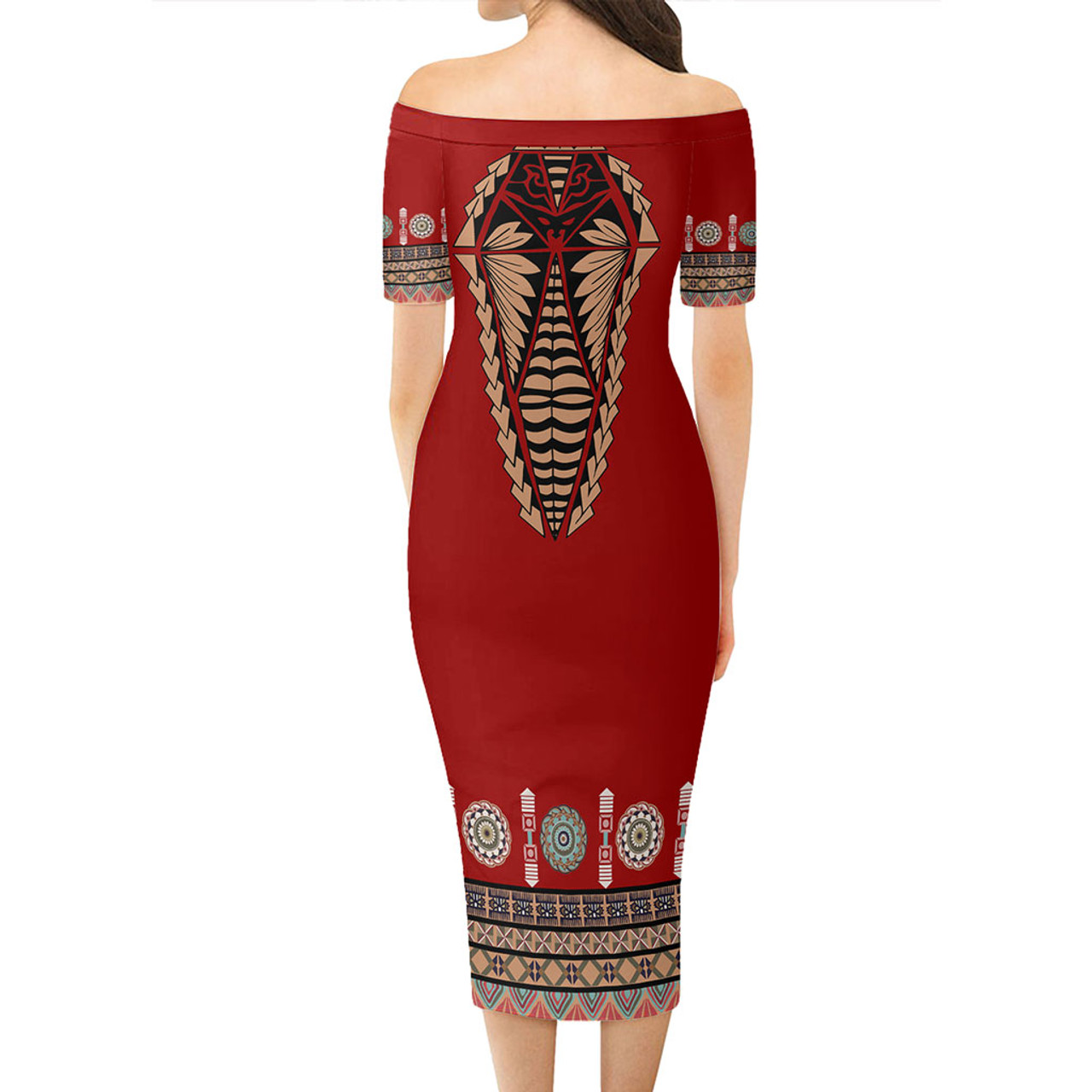 Tonga Combo Short Sleeve Dress And Shirt Ngatu Design