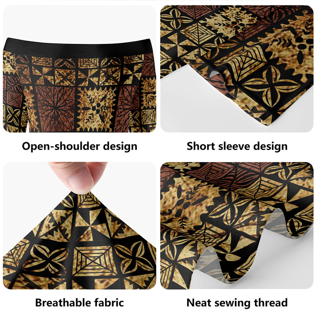 Tonga Combo Short Sleeve Dress And Shirt Ngatu Style