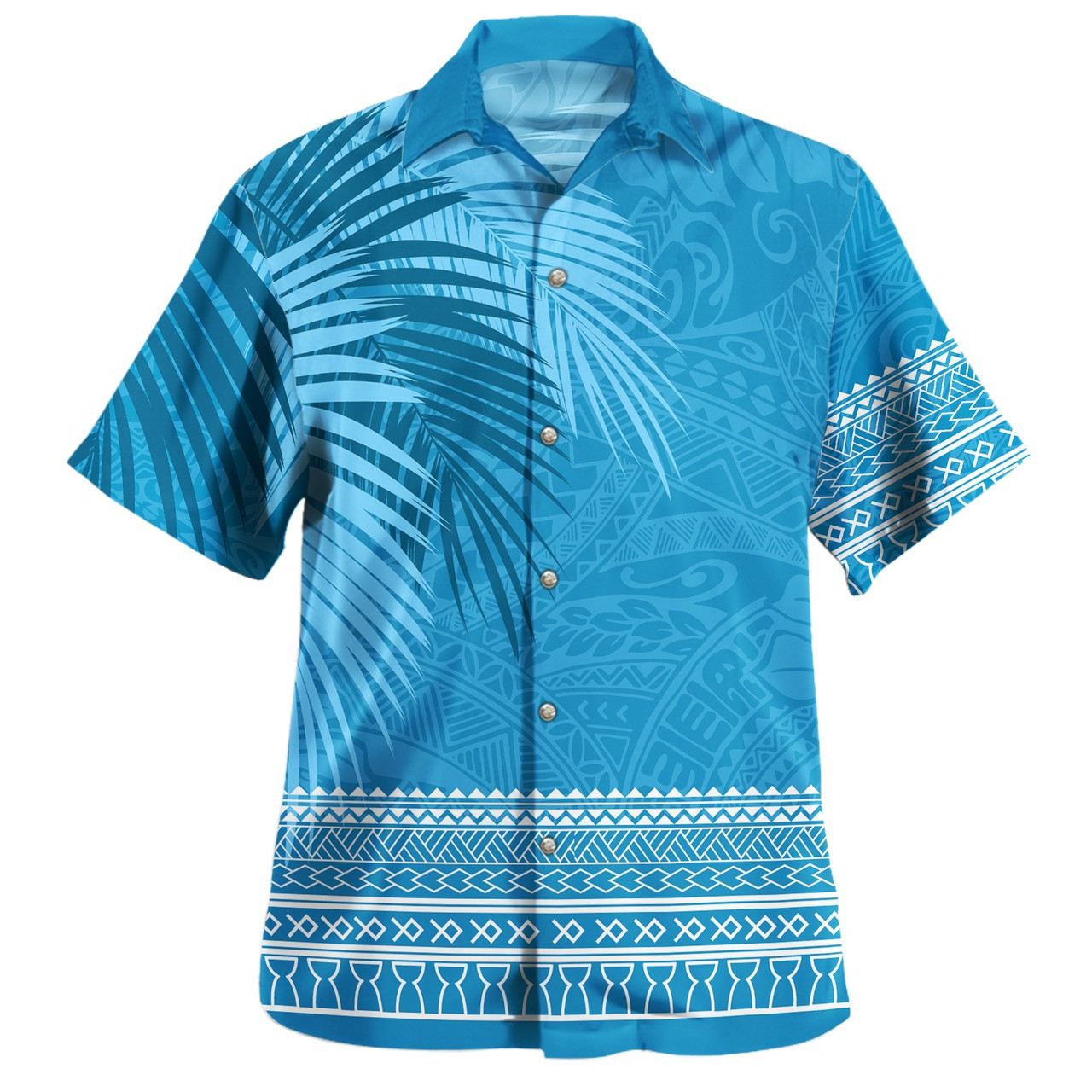 Guam Combo Short Sleeve Dress And Shirt Guam Polynesian Fabric Leaves