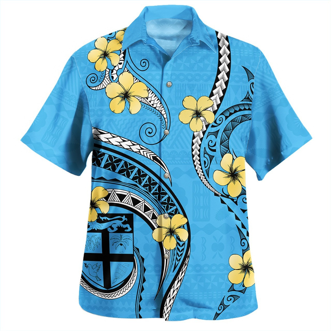 Fiji Combo Short Sleeve Dress And Shirt Bula Style Plumeria Flower