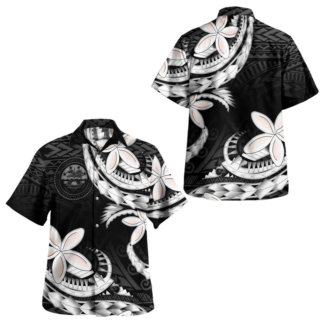 Federated States Of Micronesia Combo Off Shoulder Long Dress And Shirt Polynesian Patterns Plumeria Flowers Special Style