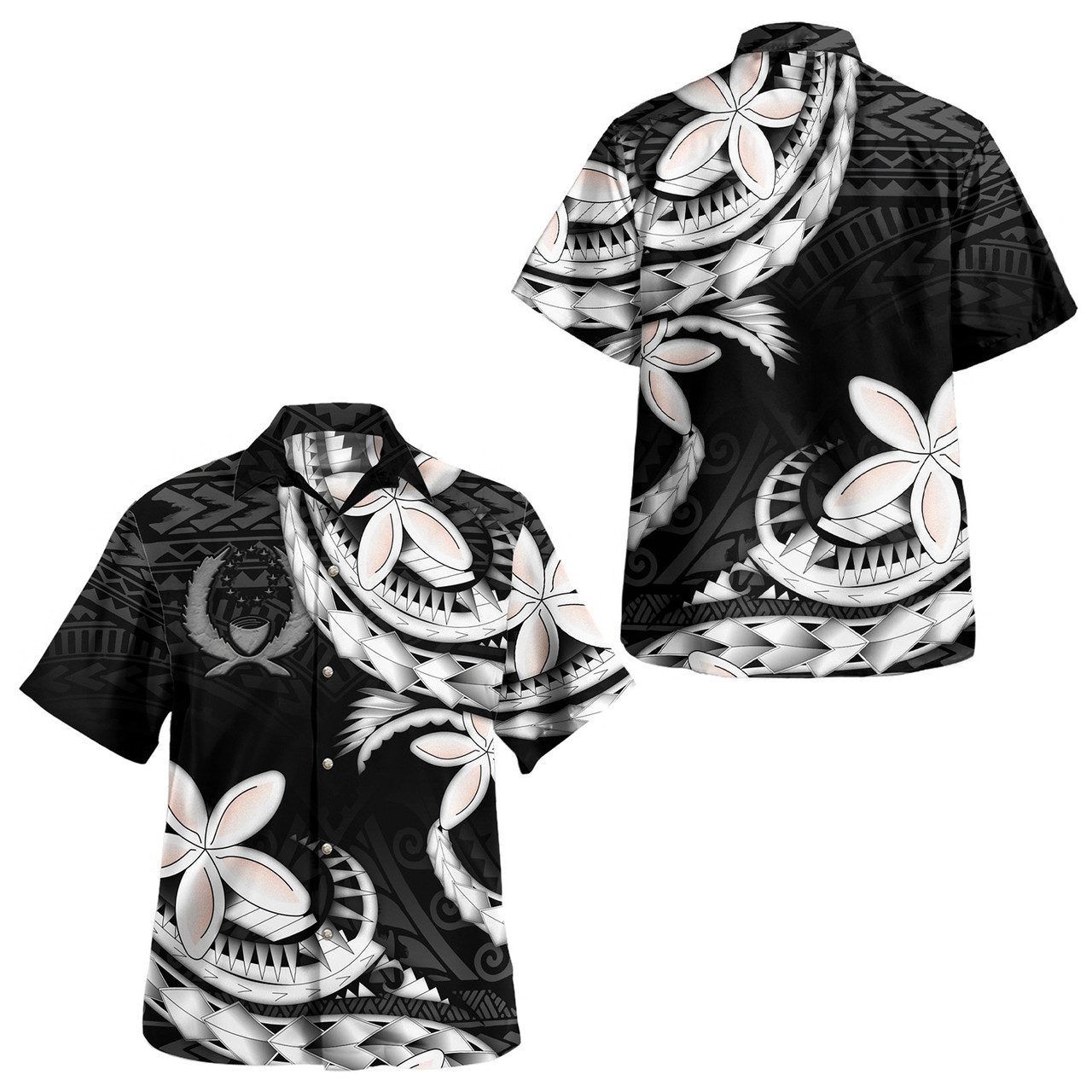 Pohnpei State Combo Off Shoulder Long Dress And Shirt Polynesian Patterns Plumeria Flowers Special Style