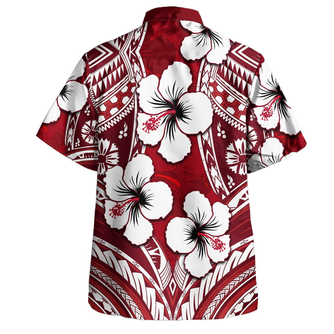 Fiji Combo Puletasi And Shirt Hibiscus Red Pattern