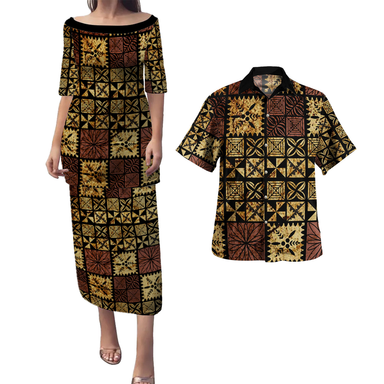 Tonga Combo Puletasi And Shirt Ngatu Style
