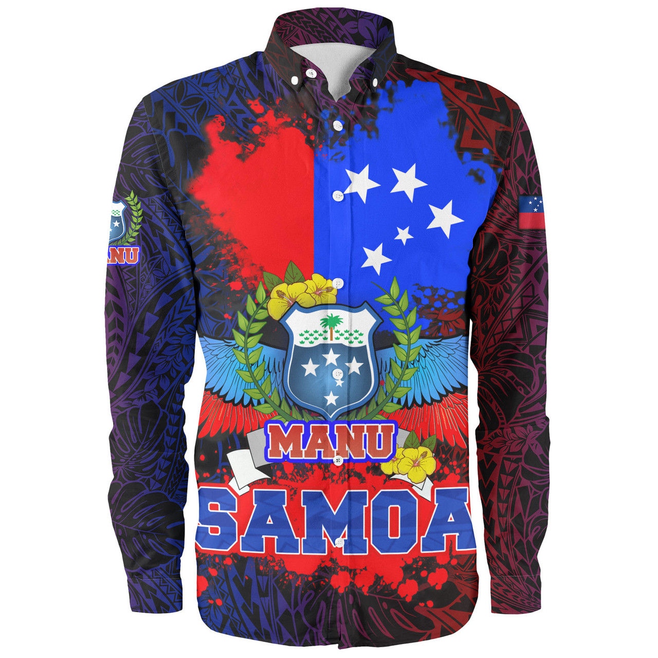 Samoa Long Sleeve Shirt Manu Wings Color Flag Style