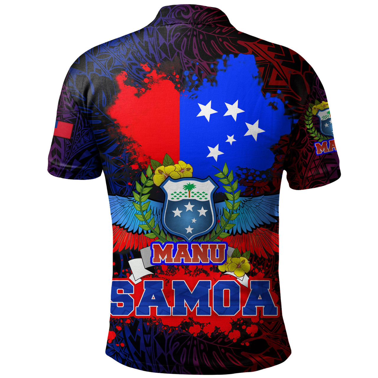 Samoa Custom Personalised Polo Shirt Manu Wings Color Flag Style