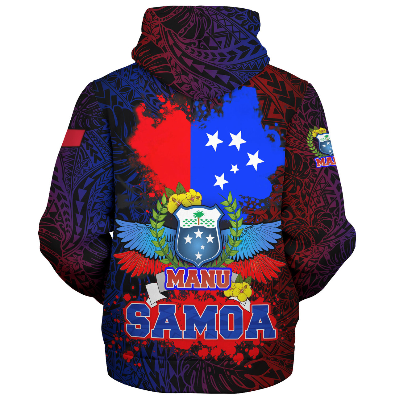 Samoa Custom Personalised Sherpa Hoodie Manu Wings Color Flag Style