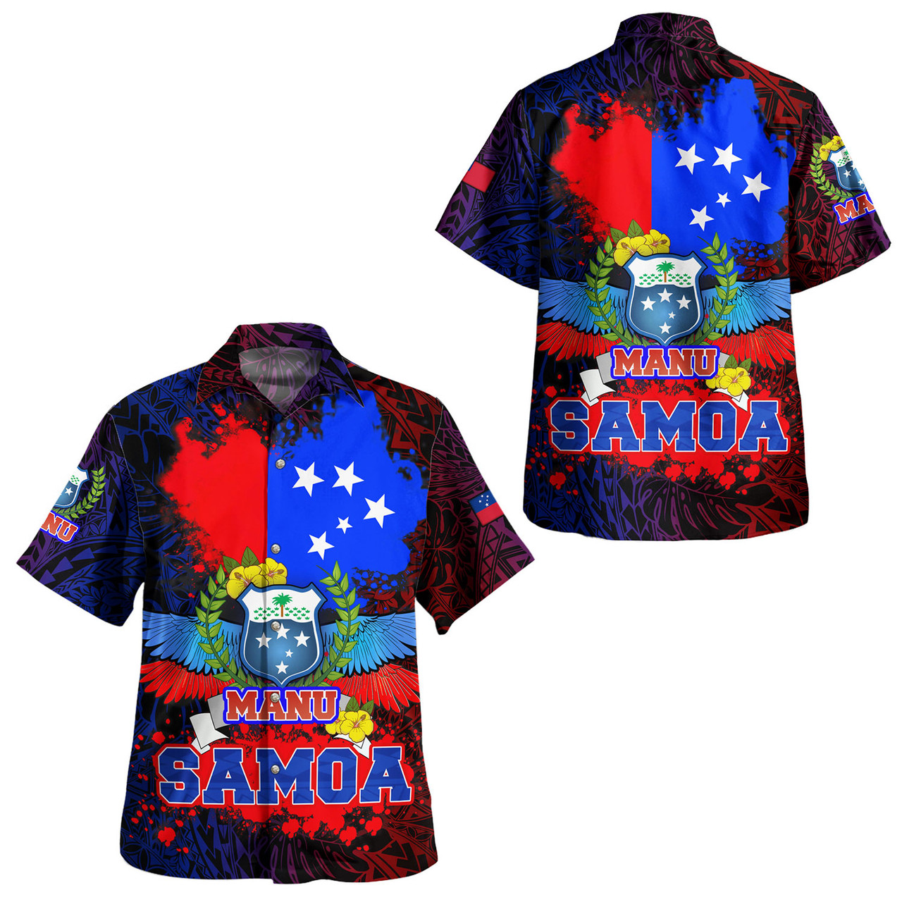 Samoa Combo Puletasi And Shirt Manu Wings Color Flag Style