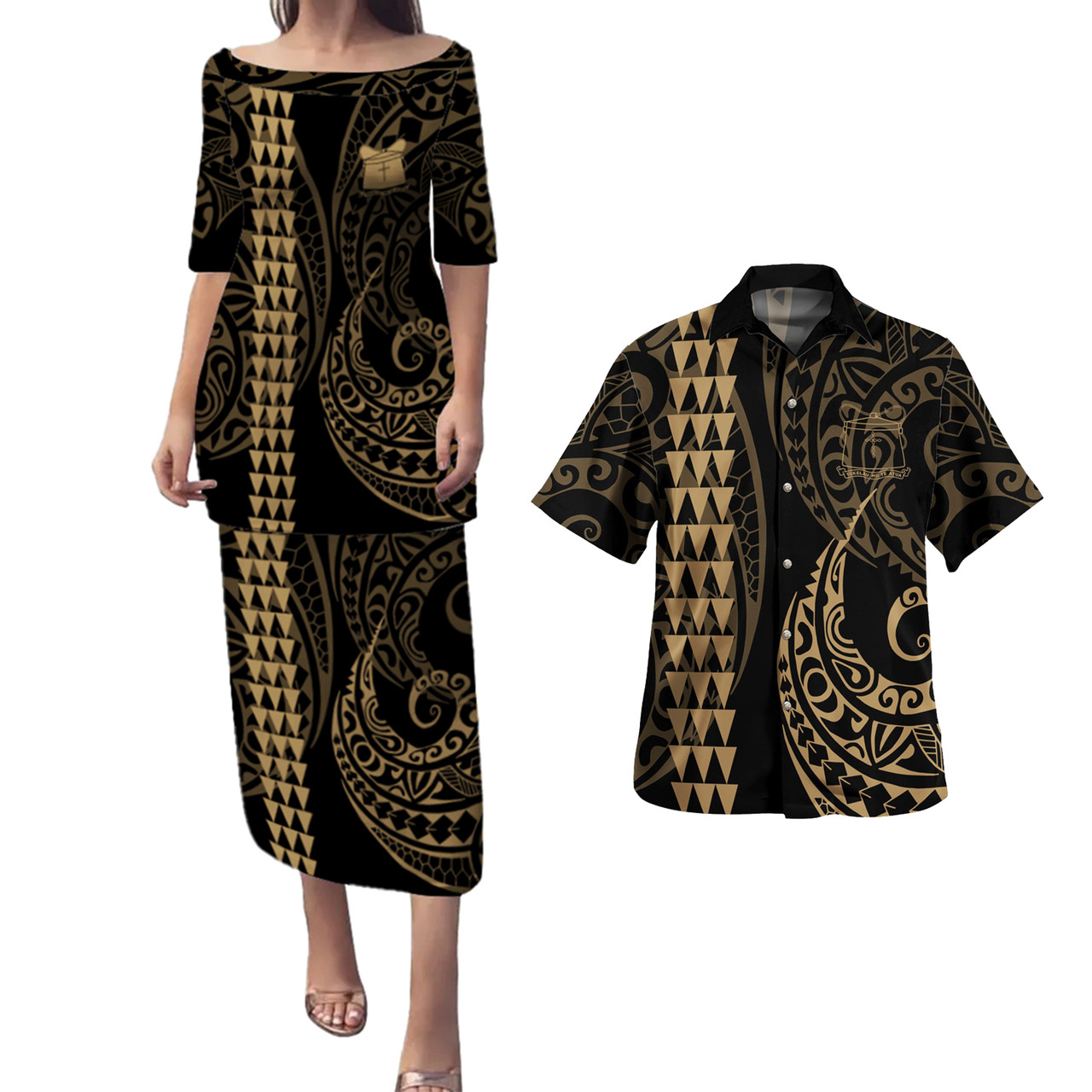 Tokelau Combo Puletasi And Shirt Kakau Style Gold