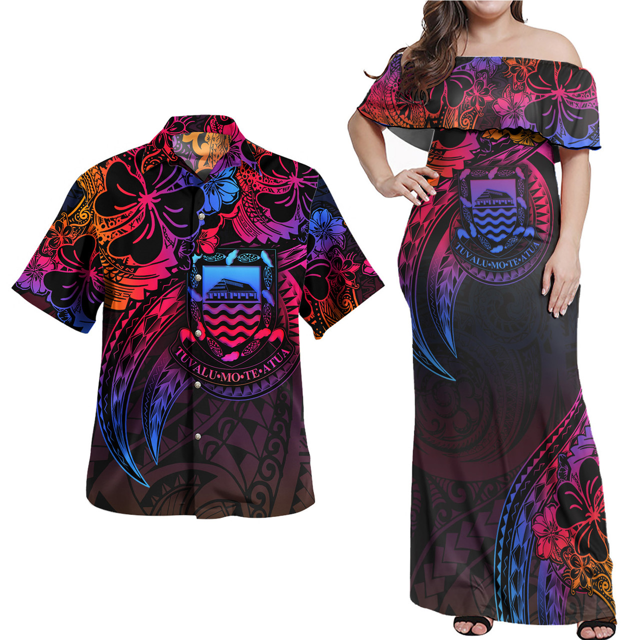 Tuvalu Combo Off Shoulder Long Dress And Shirt Rainbow Style