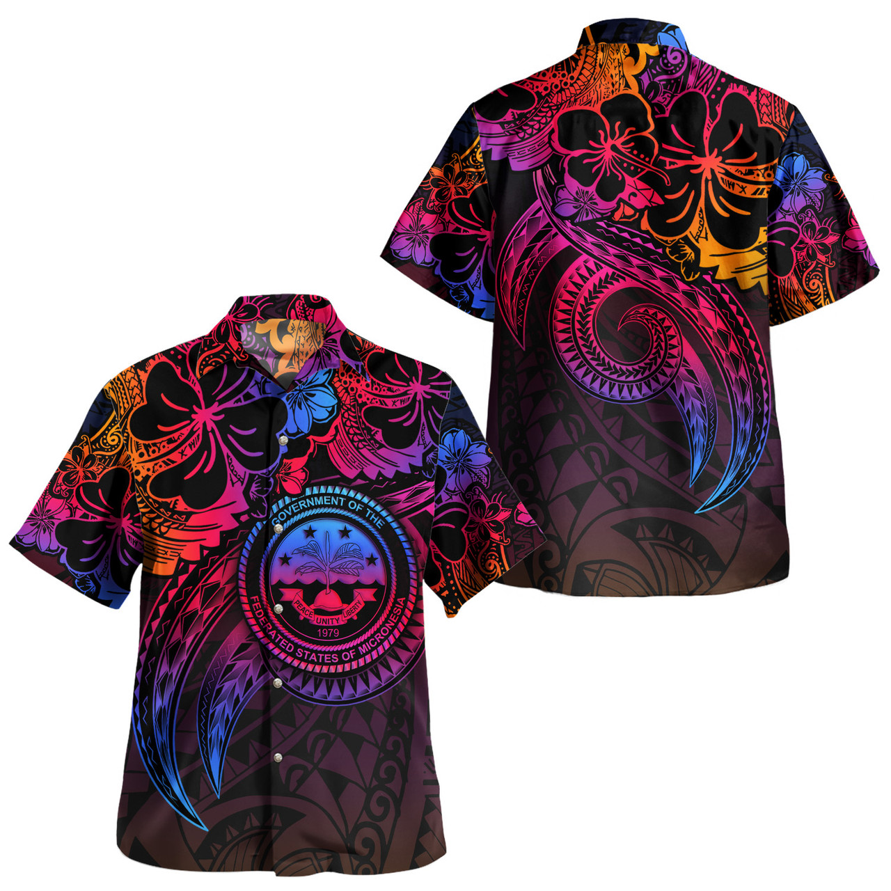 Federated States Of Micronesia Combo Off Shoulder Long Dress And Shirt Rainbow Style