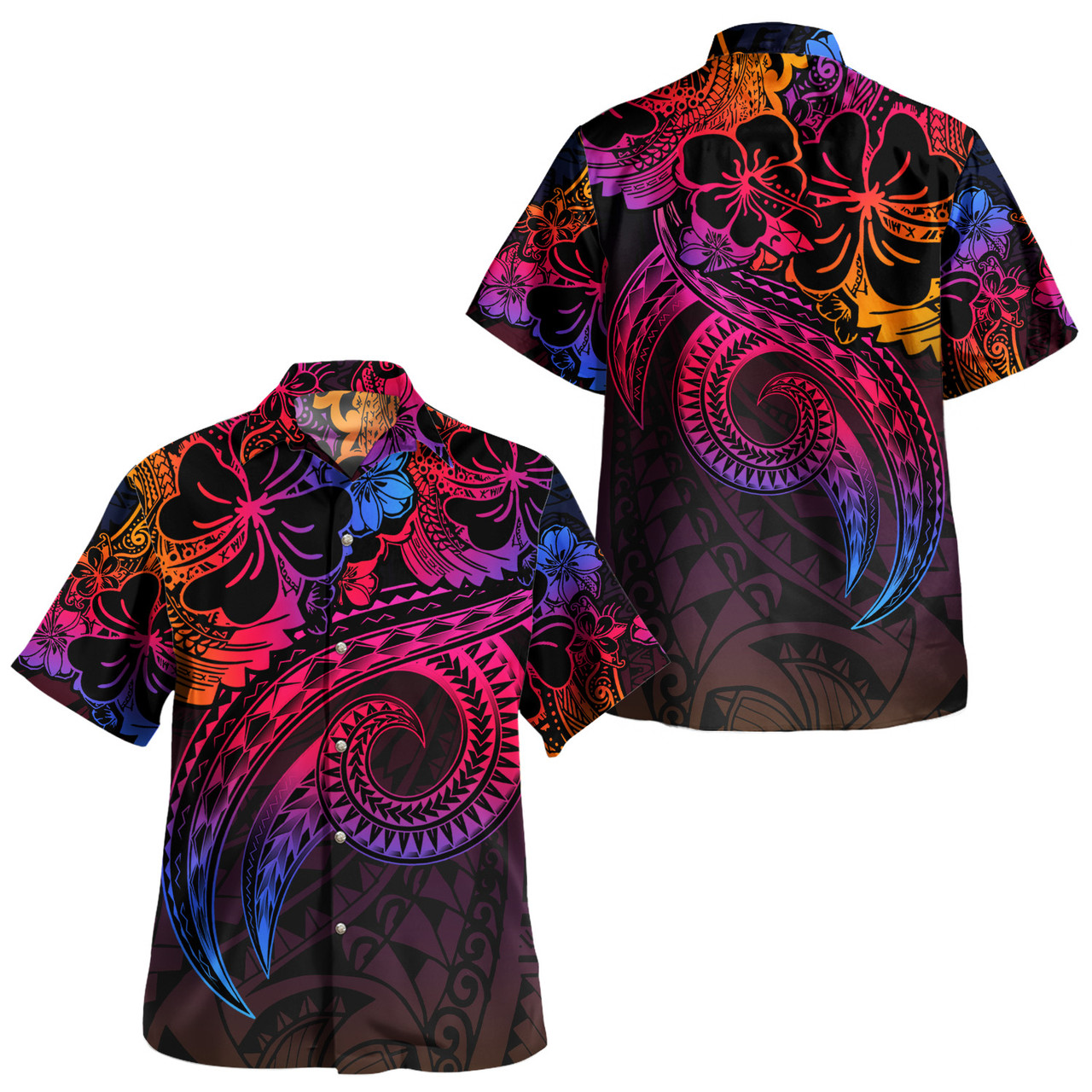 Polynesian Combo Off Shoulder Long Dress And Shirt Rainbow Style