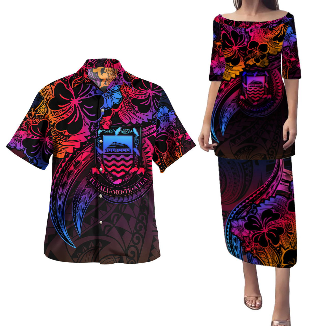 Tuvalu Combo Puletasi And Shirt Rainbow Style