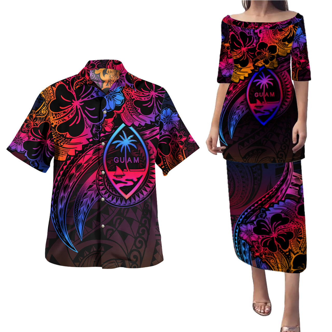 Guam Combo Puletasi And Shirt Rainbow Style