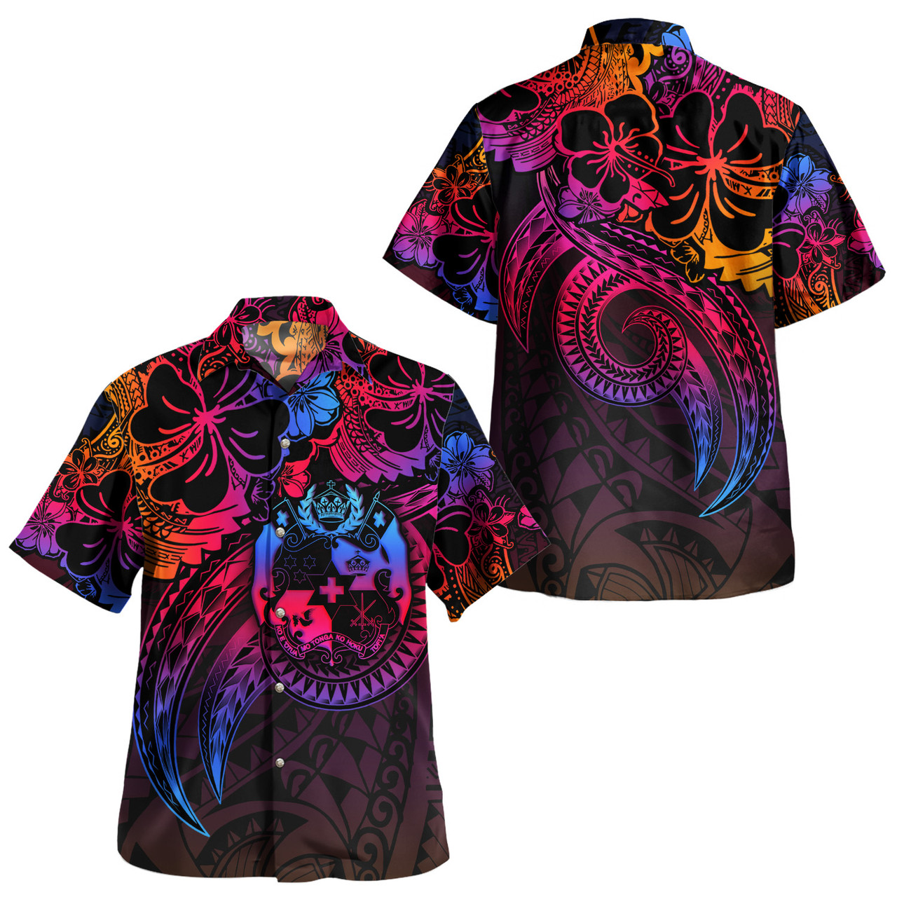 Tonga Combo Short Sleeve Dress And Shirt Rainbow Style