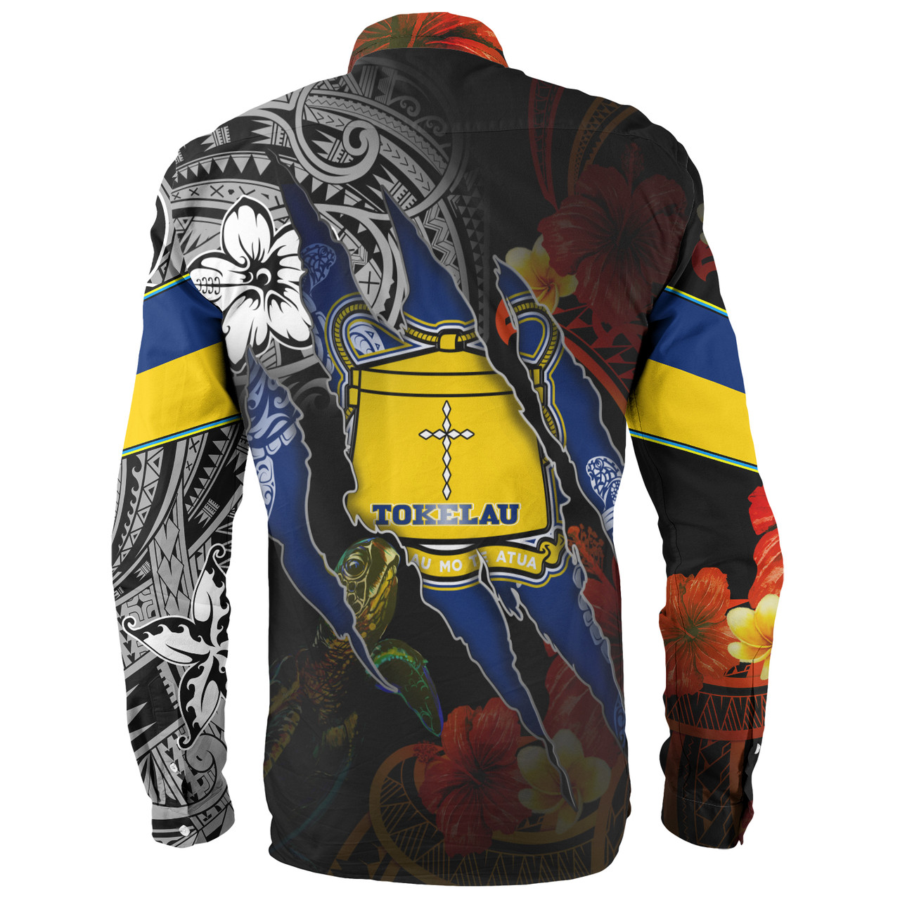 Tokelau Long Sleeve Shirt Custom Tokelauan Blood Inside Me Polynesian Sleeve Tattoo Tropical Black