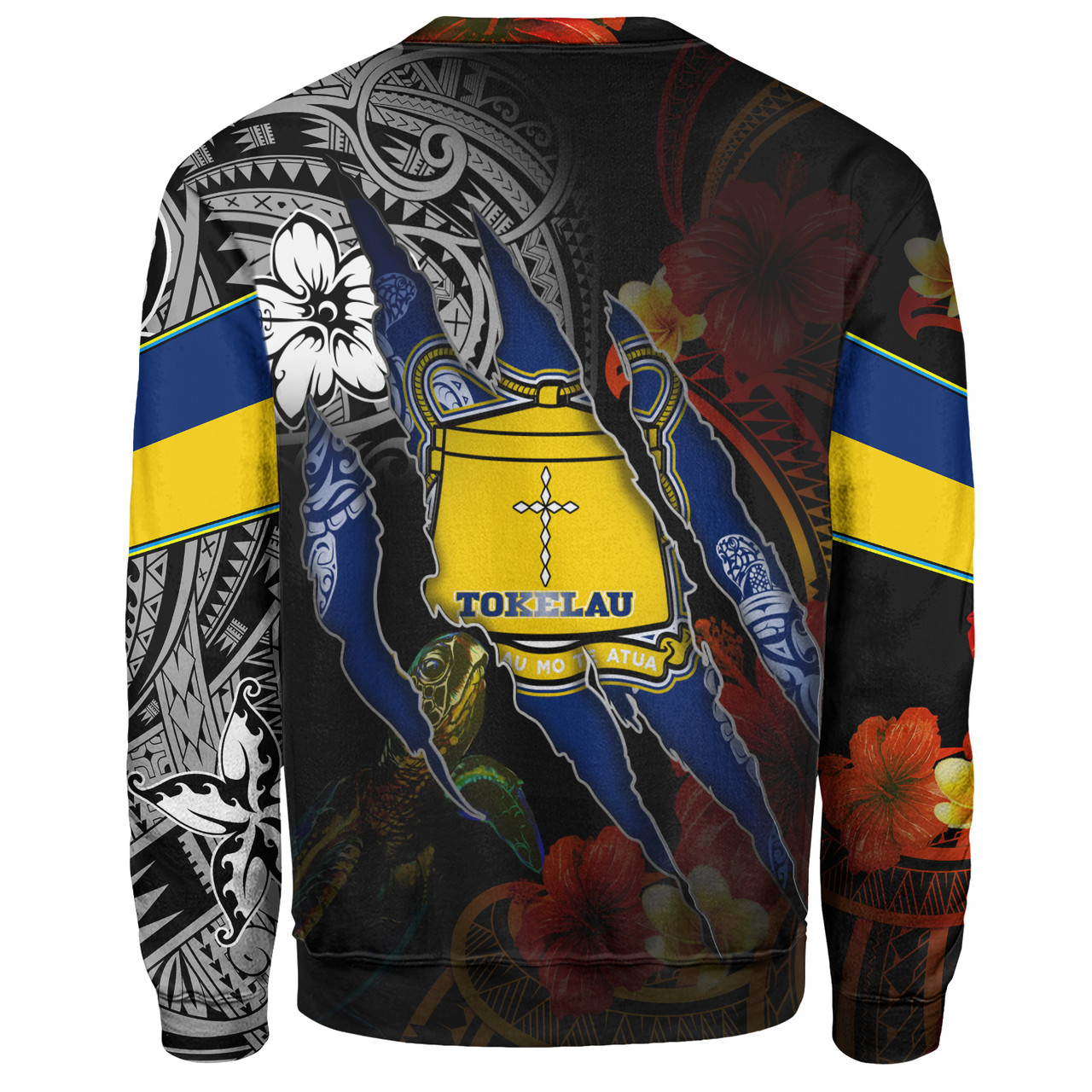 Tokelau Sweatshirt Custom Tokelauan Blood Inside Me Polynesian Sleeve Tattoo Tropical Black