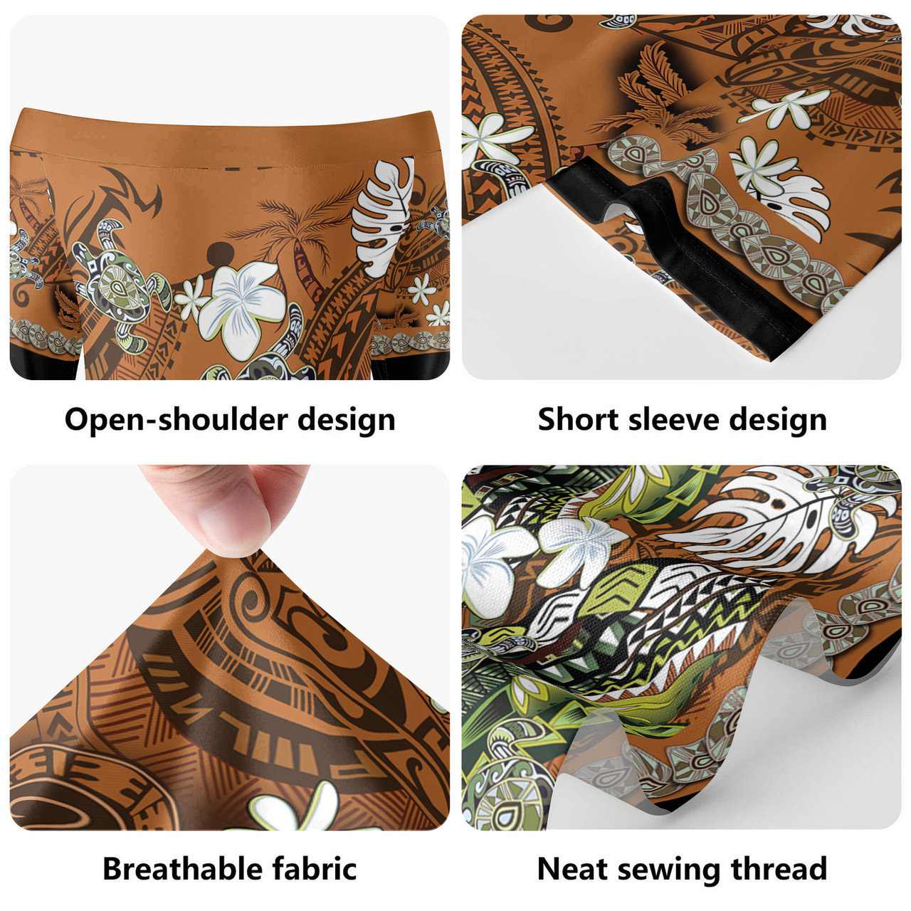 Hawaii Combo Short Sleeve Dress And Shirt Polynesia Floral And Tribal Islands