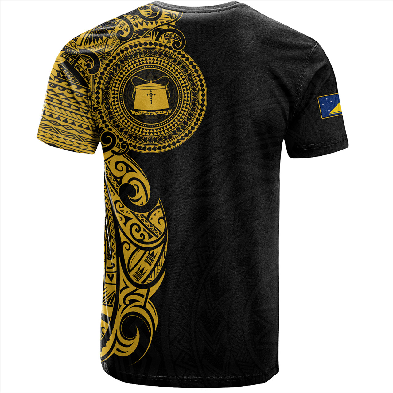 Tokelau T-Shirt Custom Polynesian Half Sleeve Gold Tattoo With Seal Black