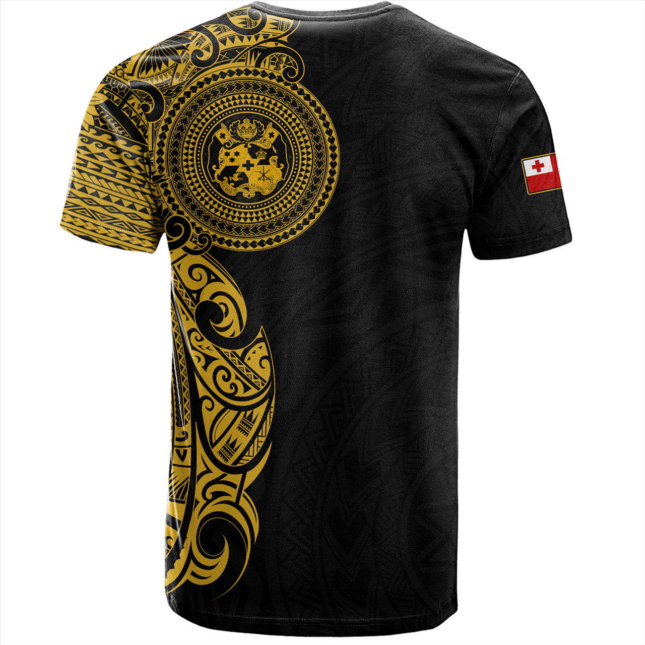 Tonga T-Shirt Custom Polynesian Half Sleeve Gold Tattoo With Seal Black