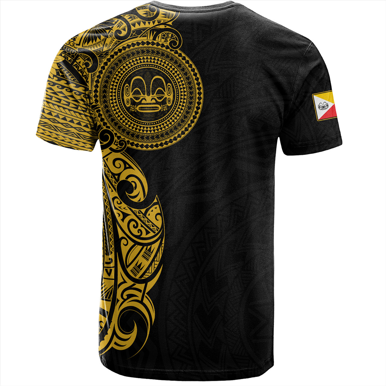 Marshall Islands T-Shirt Custom Polynesian Half Sleeve Gold Tattoo With Seal Black