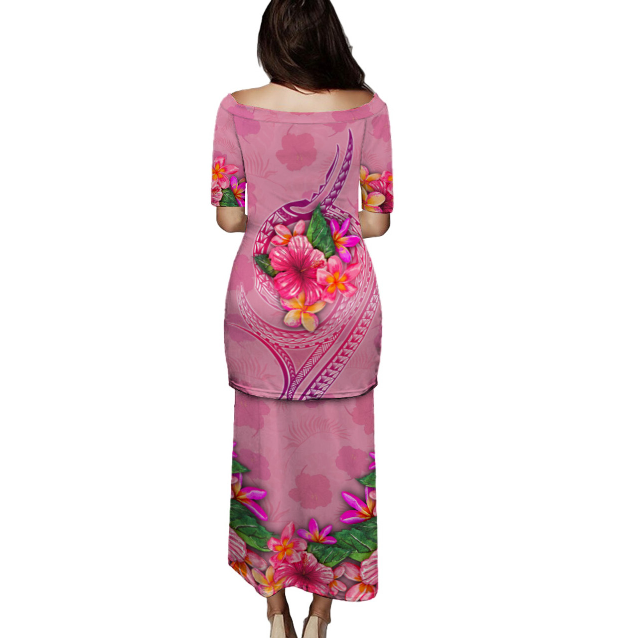 Tuvalu Combo Puletasi And Shirt Floral With Seal Pink