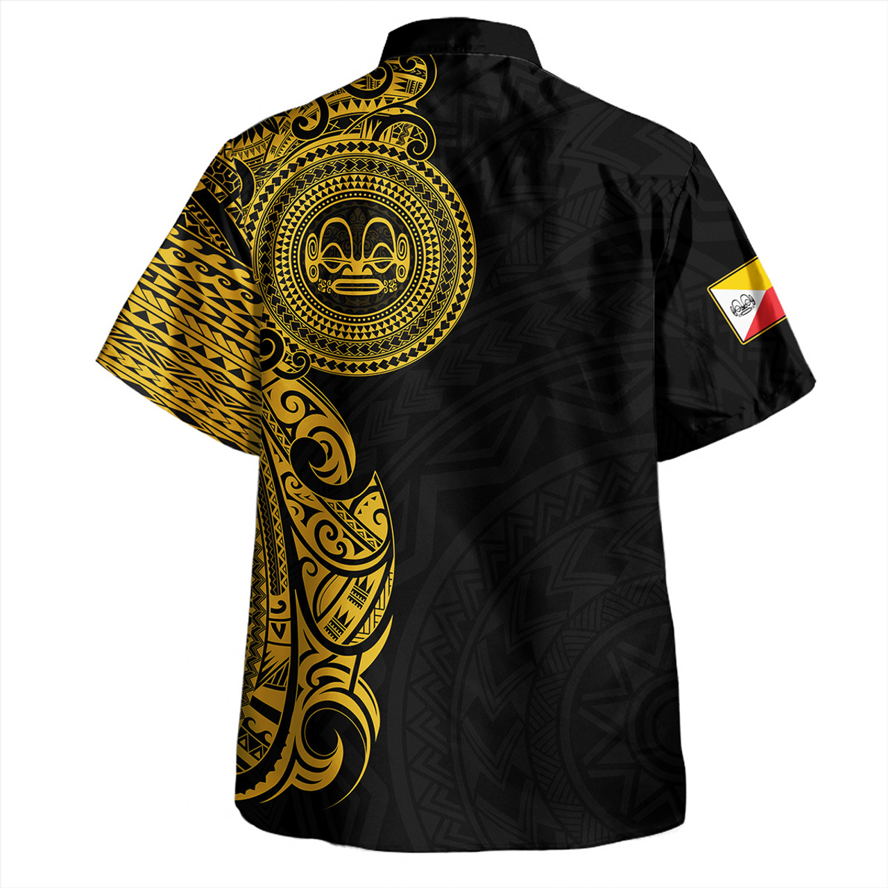 Marquesas Islands Hawaiian Shirt Custom Polynesian Half Sleeve Gold Tattoo With Seal Black